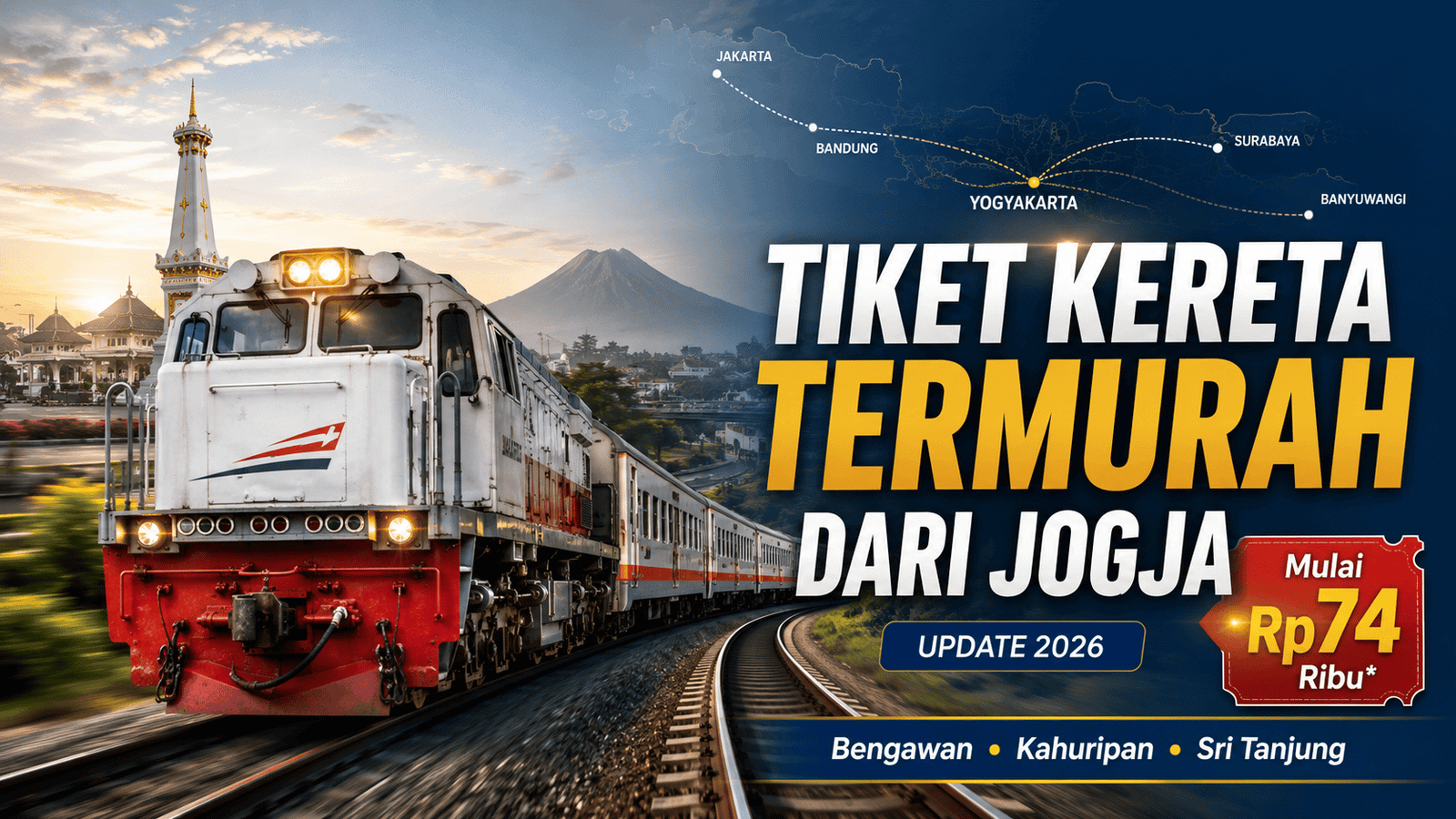 Tiket Kereta Api Termurah dari Yogyakarta 2026: Mulai Rp74 Ribu ke Jakarta hingga Rp94 Ribu ke Banyuwangi